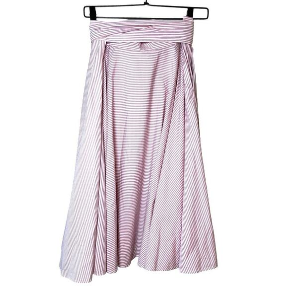 Beams Boy Women’s A Line Striped Flare Wrap Skirt Pink/White Size S/M - Picture 2 of 8